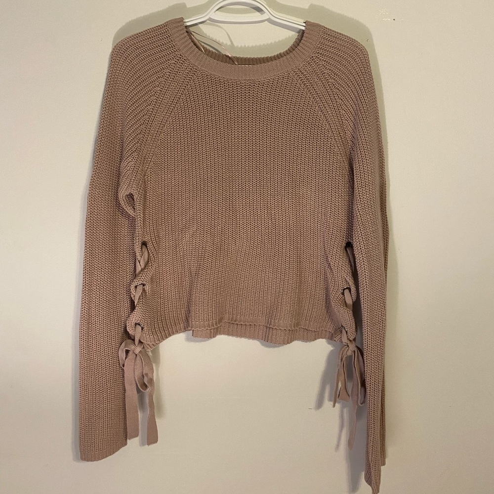 Blush Pink Sweater with Ribbon Detail